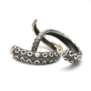 Silver Diamond Tentacle Earrings