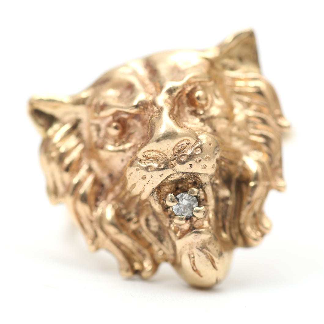 14k Diamond Lion Ring