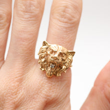 將圖片載入圖庫檢視器 14k Diamond Lion Ring
