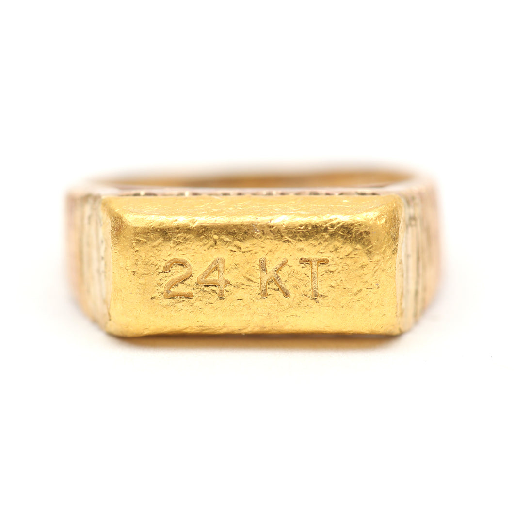 14K Ring w/ Top 24K Bar