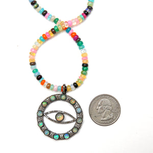 Opal Diamond Evil Eye Necklace
