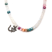 Load image into Gallery viewer, Diamond Moonstone Om Necklace
