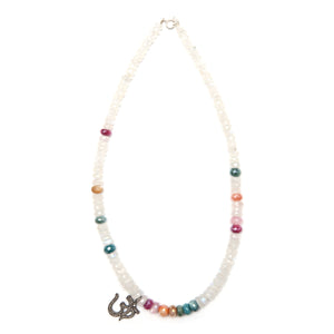 Diamond Moonstone Om Necklace