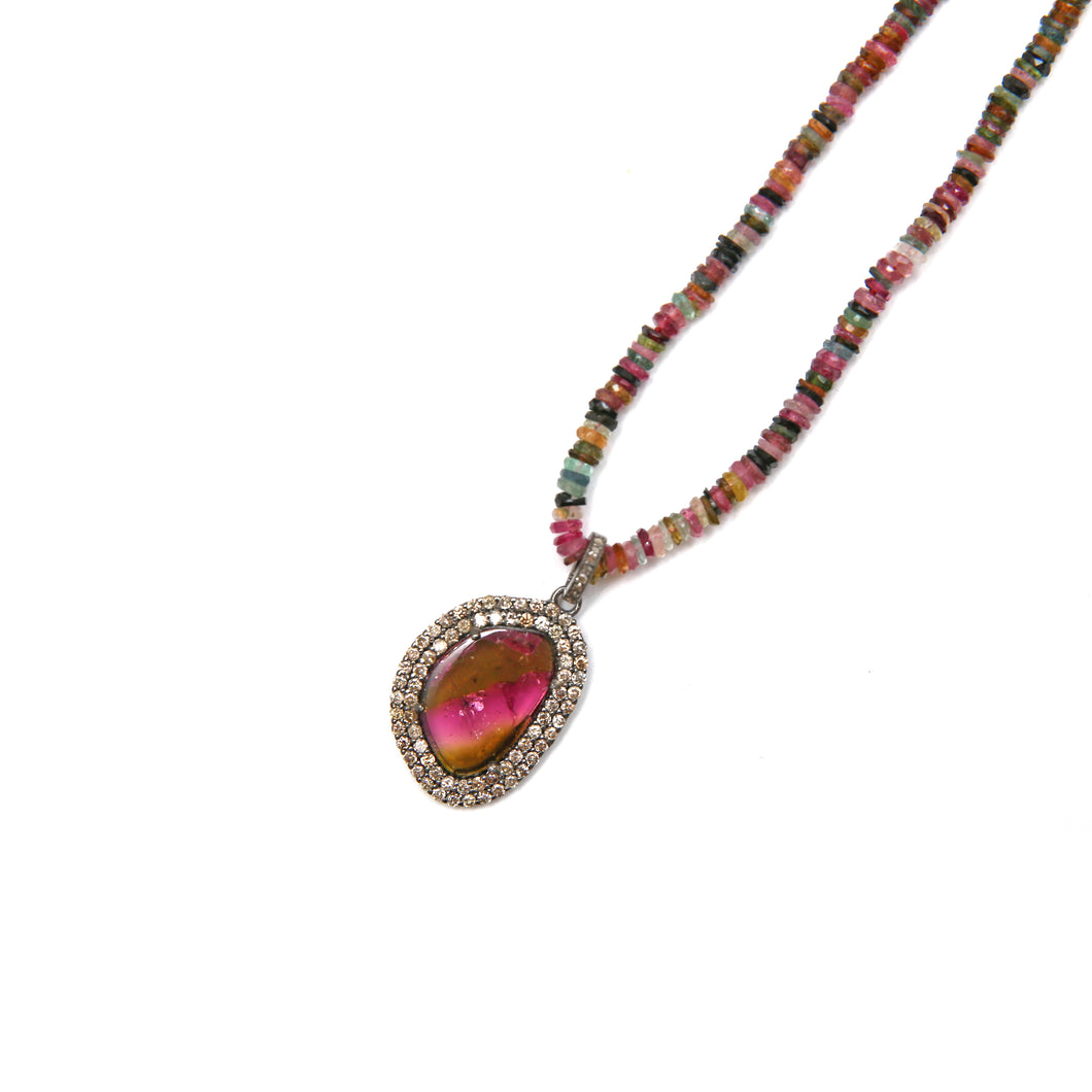 Diamond Tourmaline Heishi Necklace