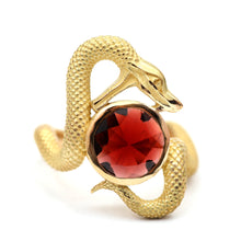 Load image into Gallery viewer, Heavy 18k Garnet Snake Ring
