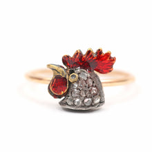 Charger l&#39;image dans la galerie, SOLD TO H*** 14k Rose Cut Diamond Rooster Ring
