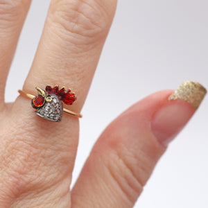SOLD TO H*** 14k Rose Cut Diamond Rooster Ring