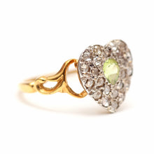 Load image into Gallery viewer, 15k Rose Cut Diamond Peridot Heart Ring

