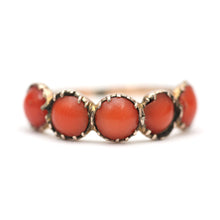 Load image into Gallery viewer, 9k Georgian Half Hoop Coral Ring
