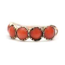 Load image into Gallery viewer, 9k Georgian Half Hoop Coral Ring
