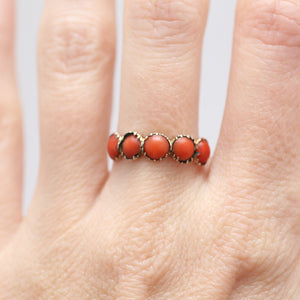 9k Georgian Half Hoop Coral Ring