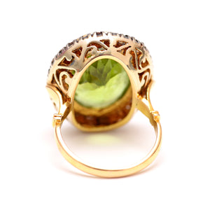 Giant 15k Rose Cut Diamond Peridot Ring