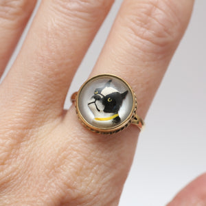 18k Essex Crystal Boston Terrier Ring