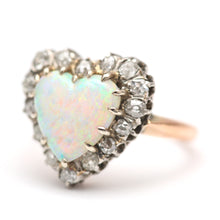 Load image into Gallery viewer, SOLD TO J****18k Old Cut Diamond Opal Heart Ring
