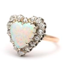 將圖片載入圖庫檢視器 SOLD TO J****18k Old Cut Diamond Opal Heart Ring
