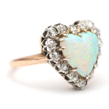 Charger l&#39;image dans la galerie, SOLD TO J****18k Old Cut Diamond Opal Heart Ring
