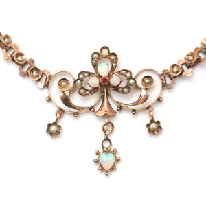 9k Antique Opal Heart Necklace