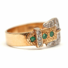 將圖片載入圖庫檢視器 14k Emerald Diamond Buckle Ring
