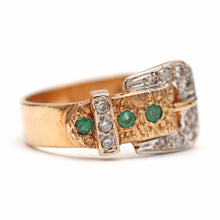 將圖片載入圖庫檢視器 14k Emerald Diamond Buckle Ring
