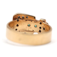 將圖片載入圖庫檢視器 14k Emerald Diamond Buckle Ring
