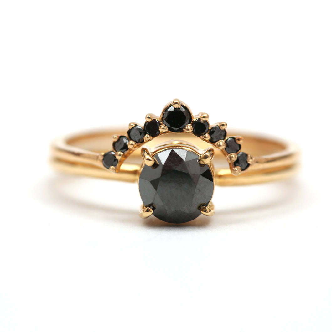 18k Black Diamond Crown Ring