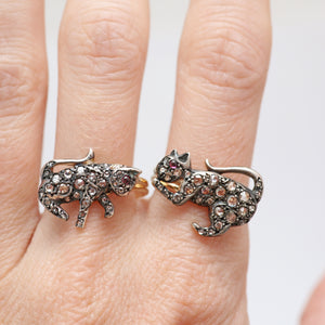 Victorian Rose Cut Diamond Cat Rings