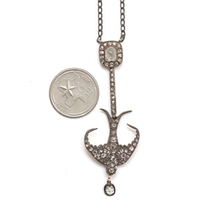 9k Rose Cut Diamond Moonstone Swallow