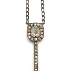 9k Rose Cut Diamond Moonstone Swallow
