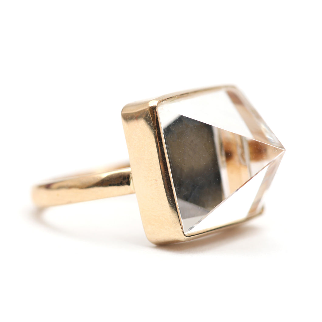 14k Quartz Pyramid Ring