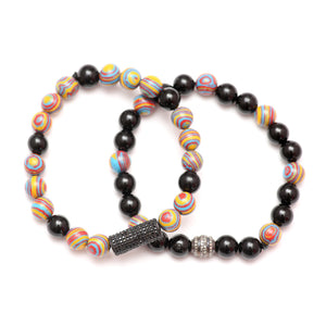 Diamond Spinel Men's Beaded Graffiti Bracelets