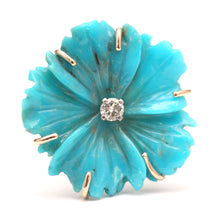 Laden Sie das Bild in den Galerie-Viewer, 14k Diamond Turquoise Flower Ring

