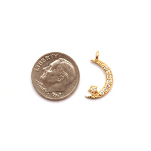 14k Diamond Moon and Star Pendant