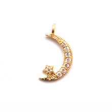 Charger l&#39;image dans la galerie, 14k Diamond Moon and Star Pendant
