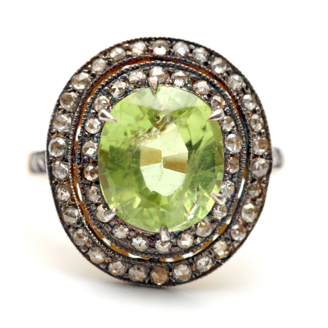 SOLD TO T***Lime Green Peridot Diamond Ring