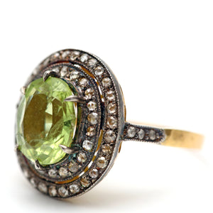 RESERVED FOR T***Lime Green Peridot Diamond Ring