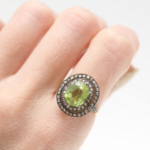 SOLD TO T***Lime Green Peridot Diamond Ring