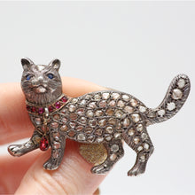 Load image into Gallery viewer, Massive Rose Cut Diamond Cat Brooch

