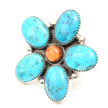 Load image into Gallery viewer, Large Turquoise Daisy Ring
