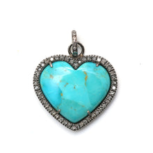 Laden Sie das Bild in den Galerie-Viewer, Diamond Turquoise Heart Pendant
