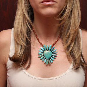 SOLD TO K***One of a kind Federico Jimenez Turquoise Flaming Heart