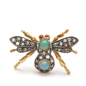 Diamond Opal Bug Ring