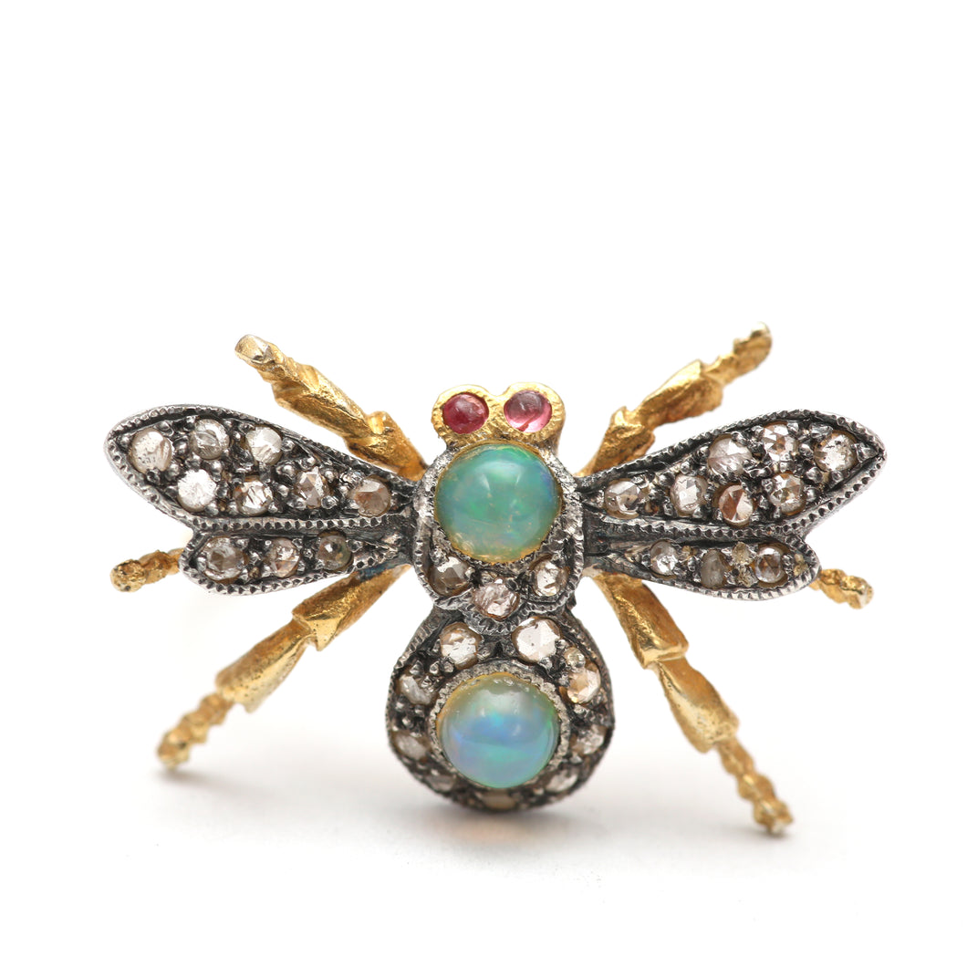 Diamond Opal Bug Ring