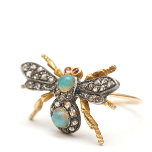 Diamond Opal Bug Ring