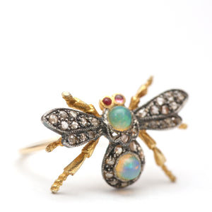 Diamond Opal Bug Ring