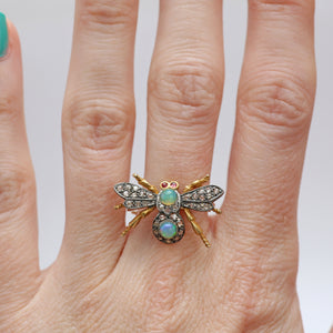 Diamond Opal Bug Ring