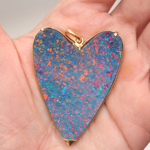 SOLD TO J***Giant 14k Opal Wild Heart Pendant