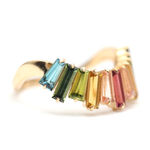 18k Rainbow Tourmaline Enhancer Ring