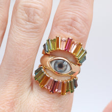 Load image into Gallery viewer, 18k Rainbow Tourmaline Enhancer Ring
