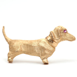 14k Dachshund Brooch