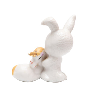 Vintage Porcelain Figurine of Bunny and Unicorn